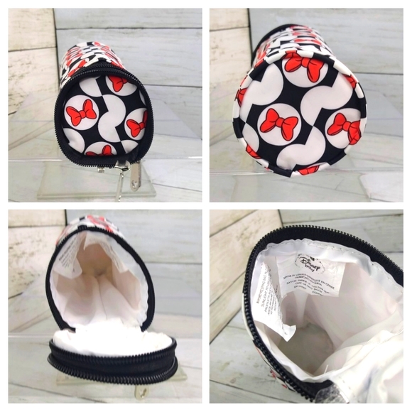 Disney Baby: Red Black White Baby Bottle Bag Minnie Bow Pattern (8"t x 3.5"w) - Picture 3 of 6